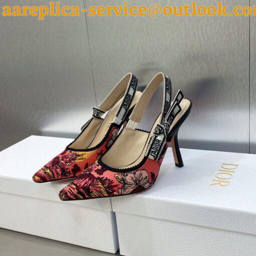 Replica Dior J’Adior Slingback Pumps 100mm In Pink Toile de Jouy Voyage 5