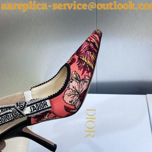 Replica Dior J’Adior Slingback Pumps 100mm In Pink Toile de Jouy Voyage 8