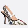 Replica Dior J’Adior Slingback Pumps 100mm In Gray Toile de Jouy Reverse 11