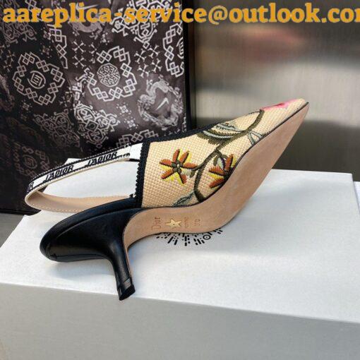 Replica Dior J’Adior Slingback Pumps 65mm In Beige Petites Fleurs Embroidered Raffia 4