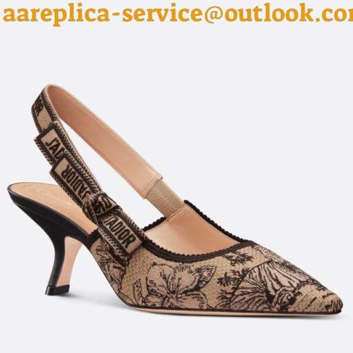 Replica Dior J’Adior Slingback Pumps 65mm In Beige Toile de Jouy Voyage Motif