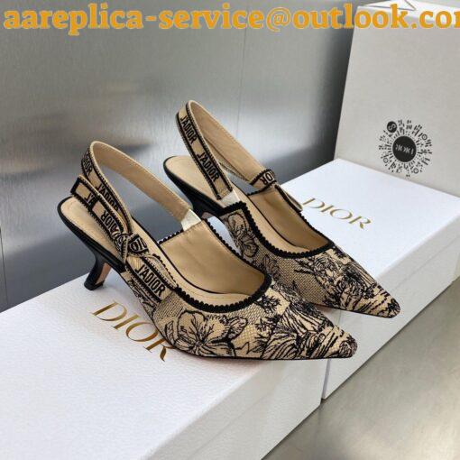 Replica Dior J’Adior Slingback Pumps 65mm In Beige Toile de Jouy Voyage Motif 3