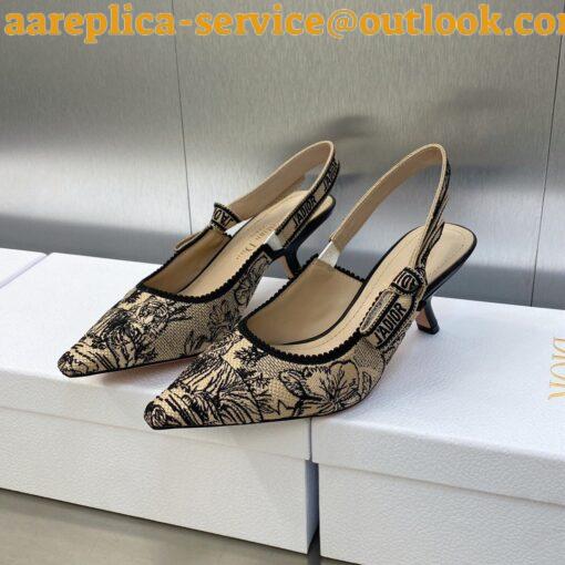 Replica Dior J’Adior Slingback Pumps 65mm In Beige Toile de Jouy Voyage Motif 4