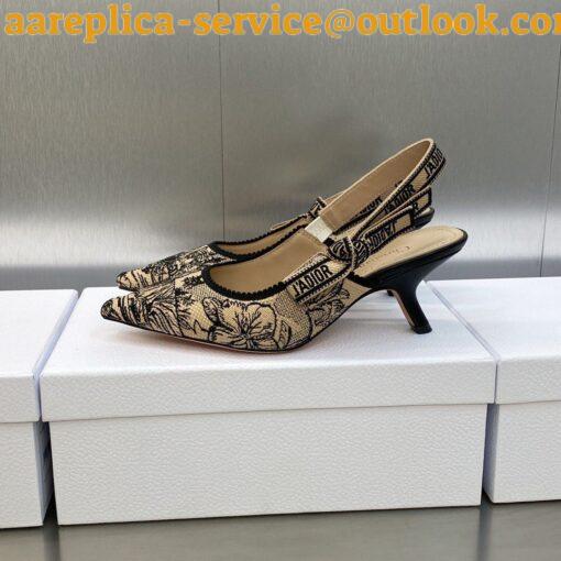 Replica Dior J’Adior Slingback Pumps 65mm In Beige Toile de Jouy Voyage Motif 5