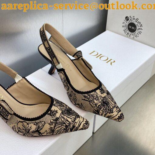 Replica Dior J’Adior Slingback Pumps 65mm In Beige Toile de Jouy Voyage Motif 6