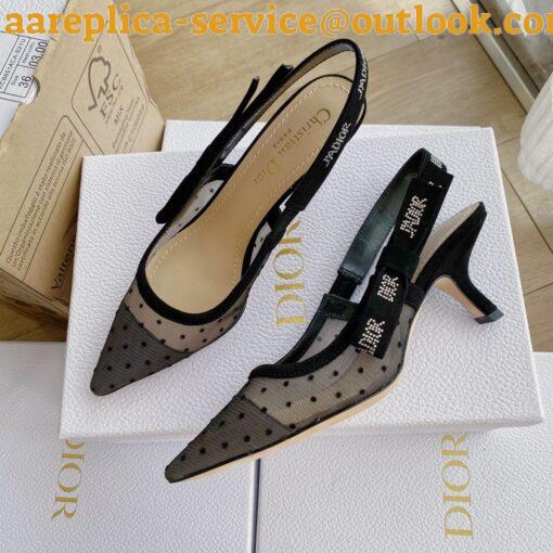 Replica Dior J’Adior Slingback Pumps 65mm In Black Dotted Swiss 5