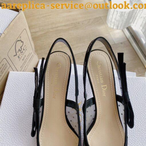 Replica Dior J’Adior Slingback Pumps 65mm In Black Dotted Swiss 6