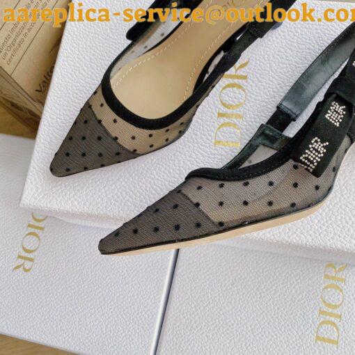 Replica Dior J’Adior Slingback Pumps 65mm In Black Dotted Swiss 8