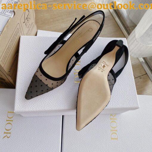 Replica Dior J’Adior Slingback Pumps 65mm In Black Dotted Swiss 10