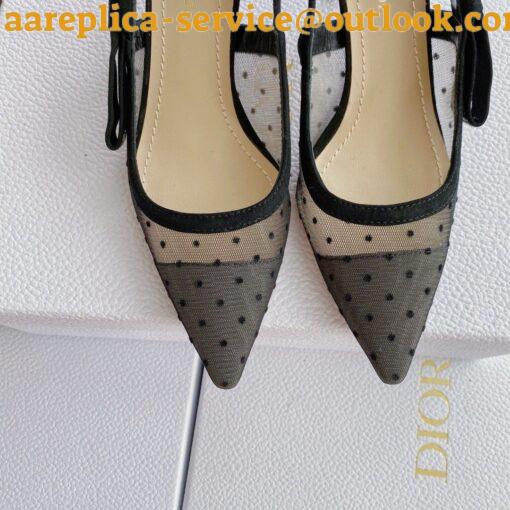 Replica Dior J’Adior Slingback Pumps 65mm In Black Dotted Swiss 3