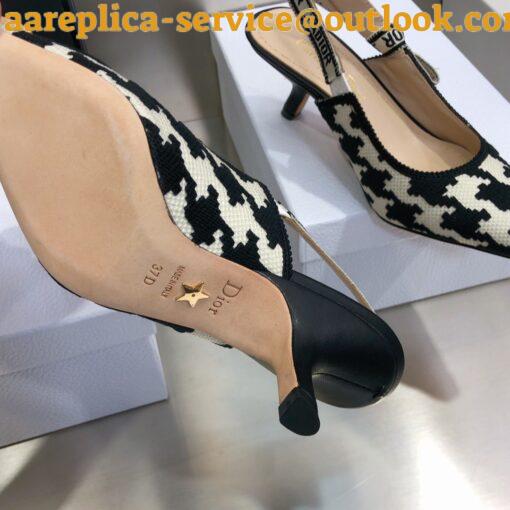 Replica Dior J’Adior Slingback Pumps 65mm In Black Houndstooth Embroidery 5