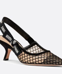 Replica Dior J’Adior Slingback Pumps 65mm In Black Micro Mesh 2