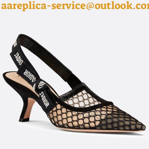 Replica Dior J’Adior Slingback Pumps 65mm In Black Micro Mesh 2