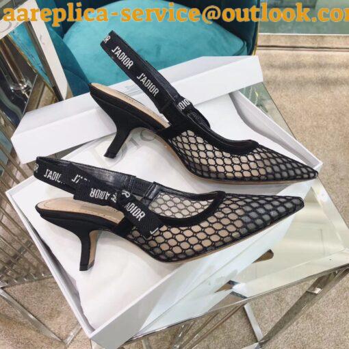 Replica Dior J’Adior Slingback Pumps 65mm In Black Micro Mesh 3