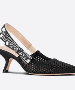 Replica Dior J’Adior Slingback Pumps 65mm In Black Micro Mesh