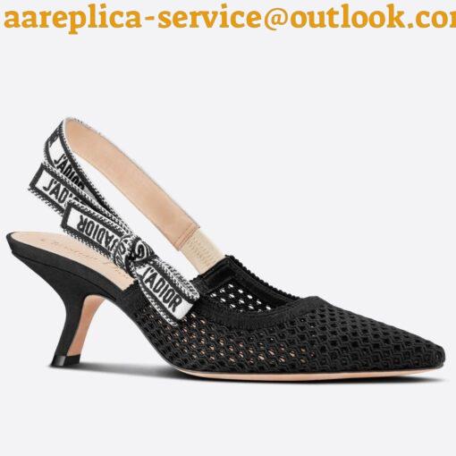 Replica Dior J’Adior Slingback Pumps 65mm In Black Micro Mesh