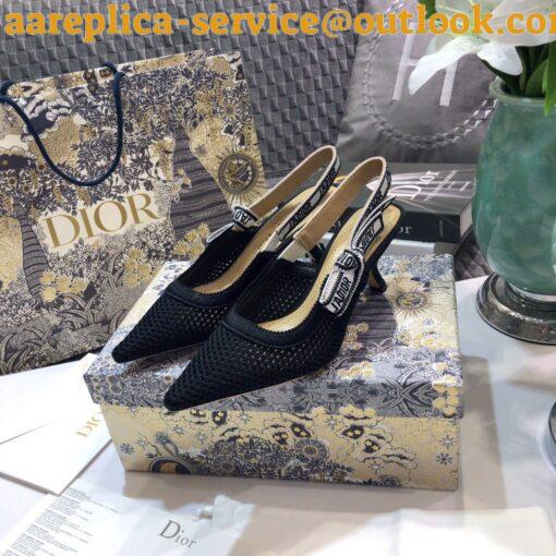 Replica Dior J’Adior Slingback Pumps 65mm In Black Micro Mesh 5