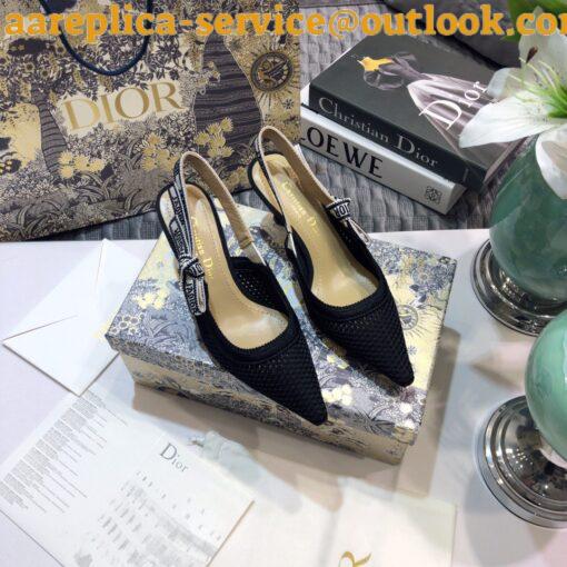 Replica Dior J’Adior Slingback Pumps 65mm In Black Micro Mesh 6