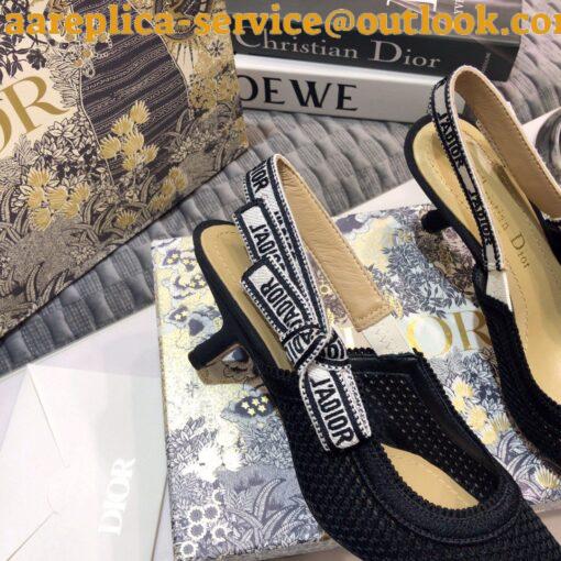 Replica Dior J’Adior Slingback Pumps 65mm In Black Micro Mesh 9