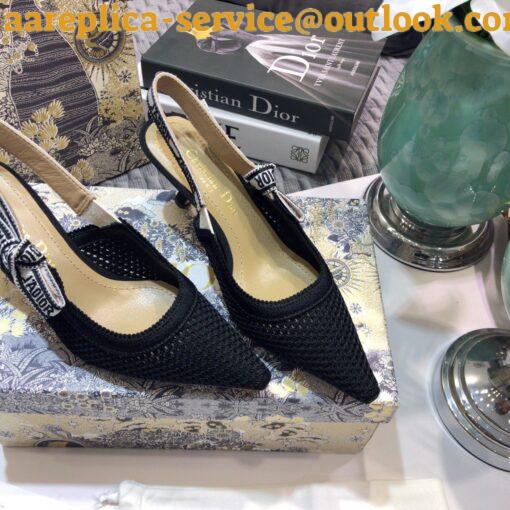 Replica Dior J’Adior Slingback Pumps 65mm In Black Micro Mesh 11