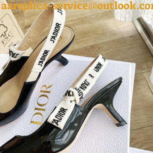 Replica Dior J’Adior Slingback Pumps 65mm In Black Patent Calfskin 4