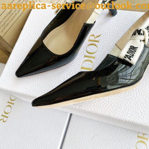 Replica Dior J’Adior Slingback Pumps 65mm In Black Patent Calfskin 5