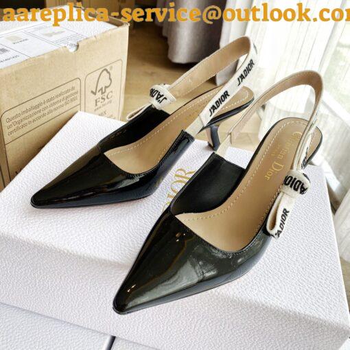 Replica Dior J’Adior Slingback Pumps 65mm In Black Patent Calfskin 8