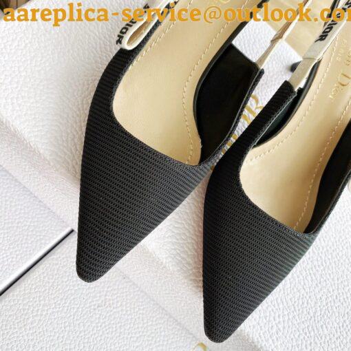 Replica Dior J’Adior Slingback Pumps 65mm In Black Technical Fabric 12