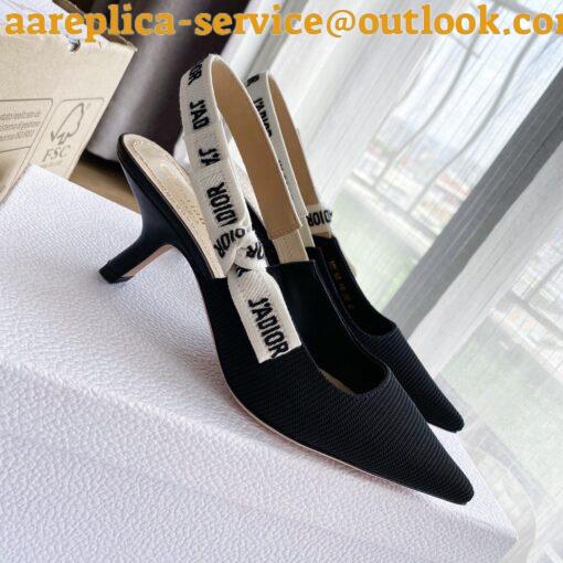 Replica Dior J’Adior Slingback Pumps 65mm In Black Technical Fabric 13