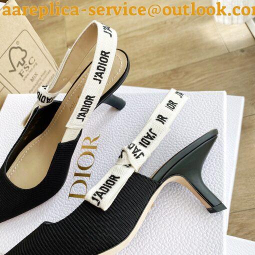 Replica Dior J’Adior Slingback Pumps 65mm In Black Technical Fabric 14