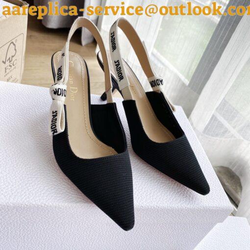 Replica Dior J’Adior Slingback Pumps 65mm In Black Technical Fabric 16