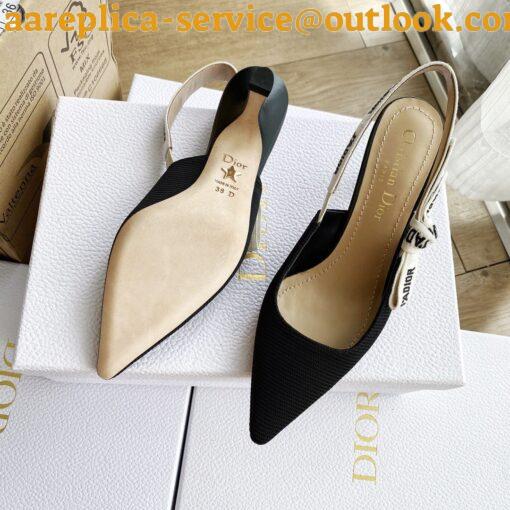 Replica Dior J’Adior Slingback Pumps 65mm In Black Technical Fabric 18