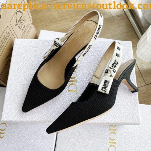 Replica Dior J’Adior Slingback Pumps 65mm In Black Technical Fabric 19