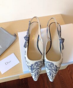 Replica Dior J’Adior Slingback Pumps 65mm In Blue Toile de Jouy Cotton