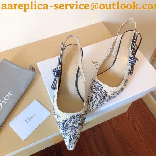 Replica Dior J’Adior Slingback Pumps 65mm In Blue Toile de Jouy Cotton 3