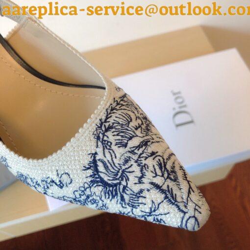 Replica Dior J’Adior Slingback Pumps 65mm In Blue Toile de Jouy Cotton 5