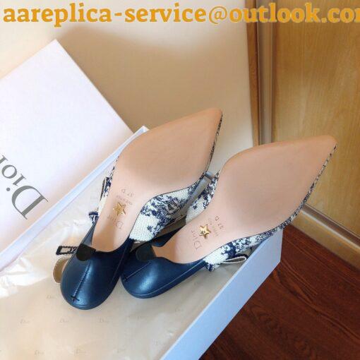 Replica Dior J’Adior Slingback Pumps 65mm In Blue Toile de Jouy Cotton 6