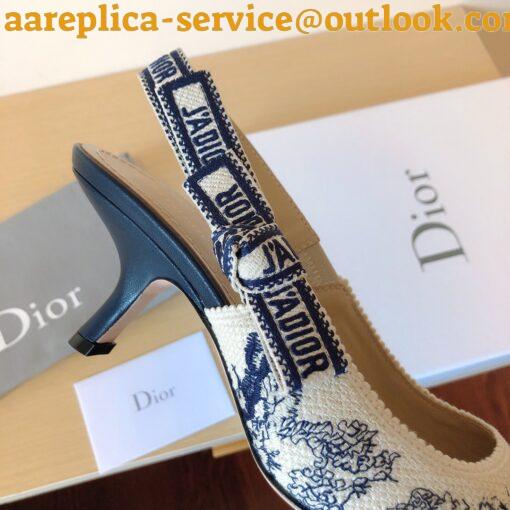 Replica Dior J’Adior Slingback Pumps 65mm In Blue Toile de Jouy Cotton 7