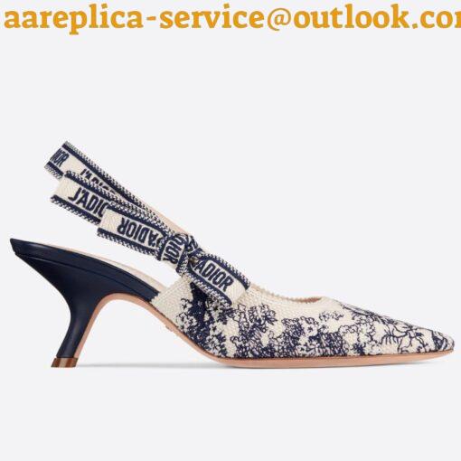 Replica Dior J’Adior Slingback Pumps 65mm In Blue Toile de Jouy Cotton 8