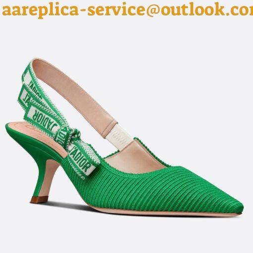 Replica Dior J’Adior Slingback Pumps 65mm In Green Cotton Embroidery