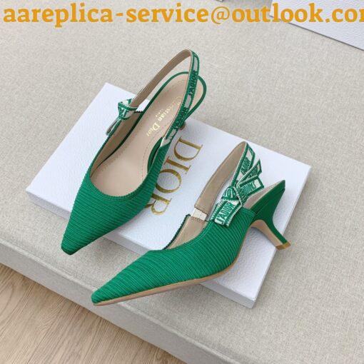 Replica Dior J’Adior Slingback Pumps 65mm In Green Cotton Embroidery 11