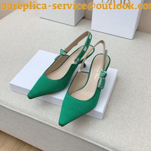 Replica Dior J’Adior Slingback Pumps 65mm In Green Cotton Embroidery 12