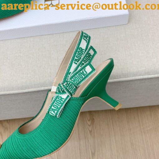 Replica Dior J’Adior Slingback Pumps 65mm In Green Cotton Embroidery 13