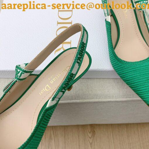 Replica Dior J’Adior Slingback Pumps 65mm In Green Cotton Embroidery 14