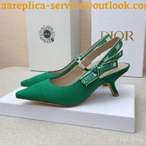 Replica Dior J’Adior Slingback Pumps 65mm In Green Cotton Embroidery 15