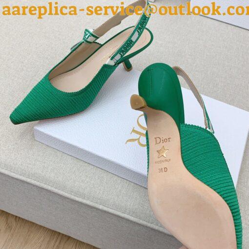 Replica Dior J’Adior Slingback Pumps 65mm In Green Cotton Embroidery 16