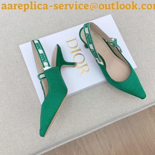 Replica Dior J’Adior Slingback Pumps 65mm In Green Cotton Embroidery 17