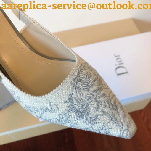 Replica Dior J’Adior Slingback Pumps 65mm In Grey Toile de Jouy Cotton 3