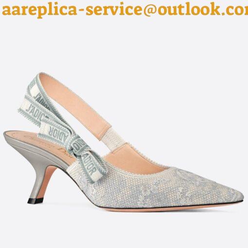 Replica Dior J’Adior Slingback Pumps 65mm In Grey Toile de Jouy Cotton 7