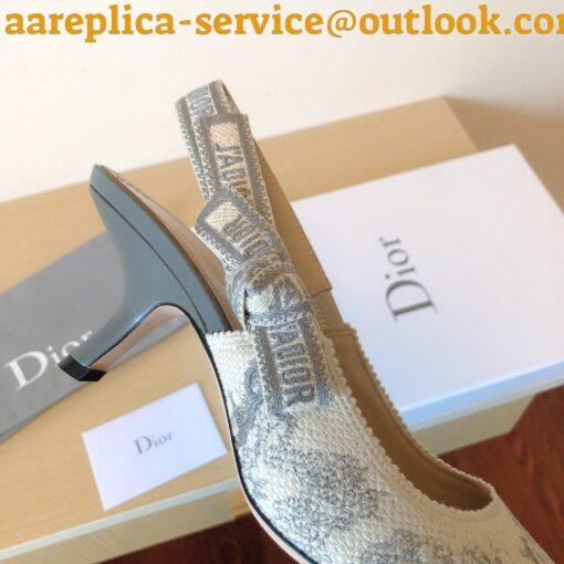 Replica Dior J’Adior Slingback Pumps 65mm In Grey Toile de Jouy Cotton 8